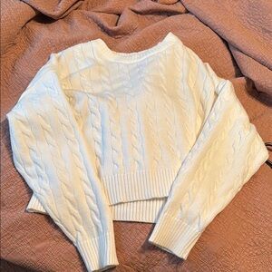 White Crew Neck Sweater with Relaxed Fit